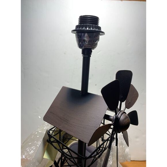Rustic Brown Industrial Windmill Metal Table Lamp Base - Picture 2 of 3